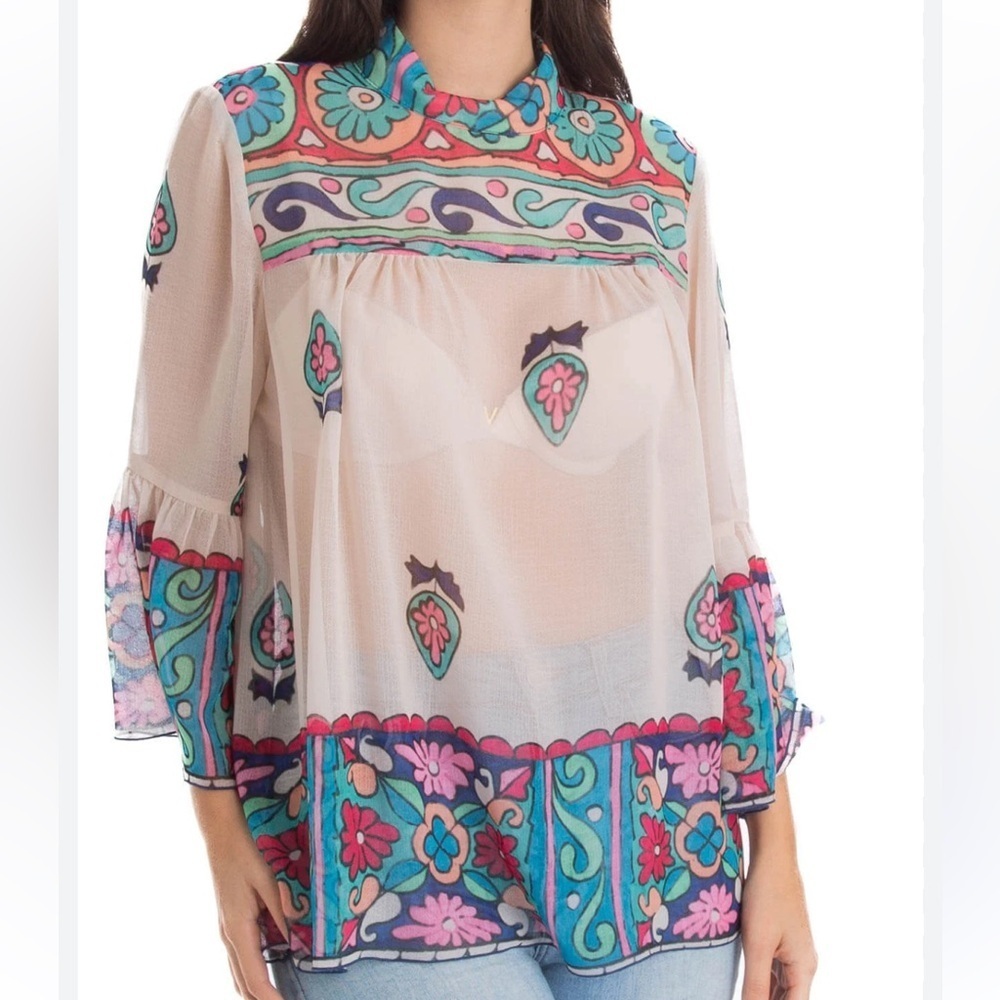 ANNA Sui vintage sheer Boho Style Blouse size M